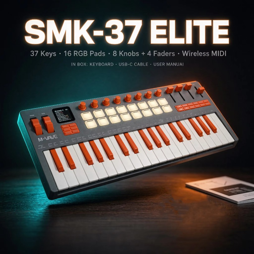 Midi Controller Pad - لوحة مفاتيح MIDI لاسلكية M-VAVE SMK-37